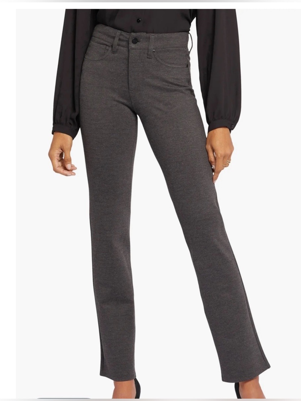 NYDJ NWT MARILYN Lift-Tuck Career Classic Charcoal Straight Leg Stretch Pant 14